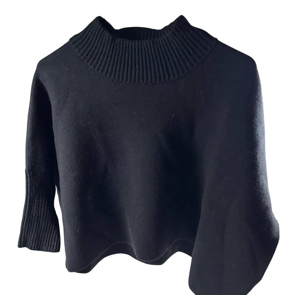 Kerisma Angora Blend Mock Neck Sweater Women O/S Black M5154 Ribbed Knit